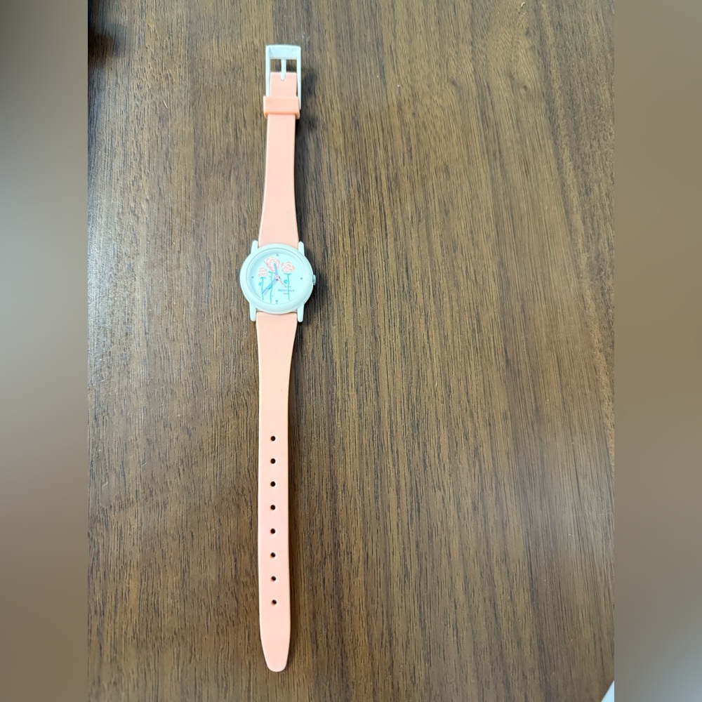 1980's Timex Watercolors Watch Women 25mm Pink Cream Rose Dial Floral